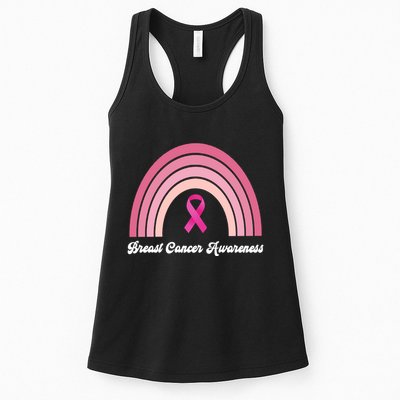 Breast Cancer Awareness Pink Rainbow Ribbon Womens Tank Top