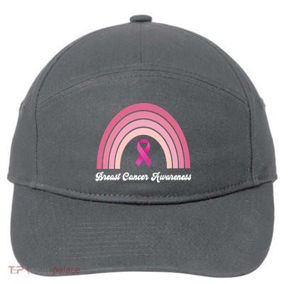 Breast Cancer Awareness Pink Rainbow Ribbon 7-Panel Snapback Hat