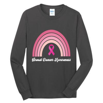 Breast Cancer Awareness Pink Rainbow Ribbon Tall Long Sleeve T-Shirt