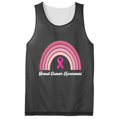 Breast Cancer Awareness Pink Rainbow Ribbon Mesh Reversible Basketball Jersey Tank
