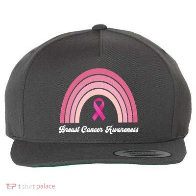 Breast Cancer Awareness Pink Rainbow Ribbon Wool Snapback Cap