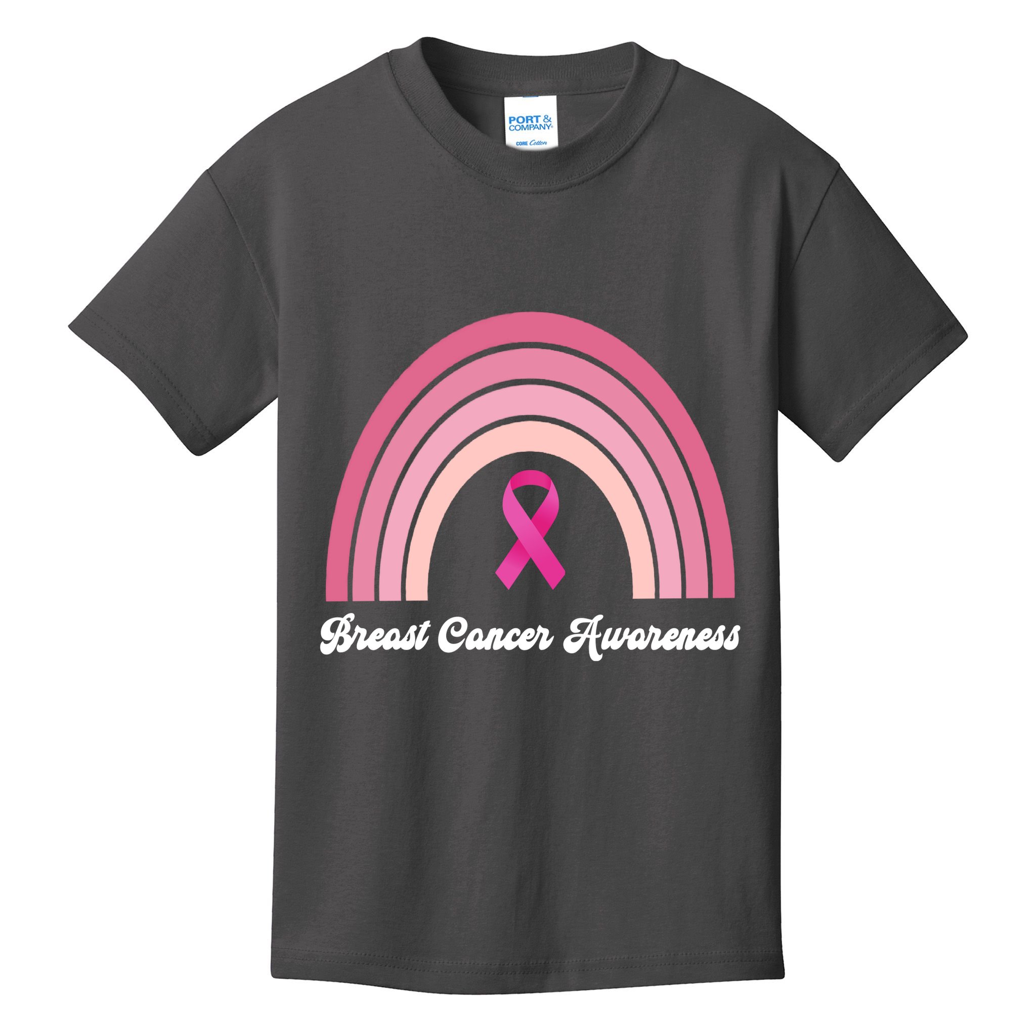 Breast Cancer Awareness Pink Rainbow Ribbon Kids T-Shirt