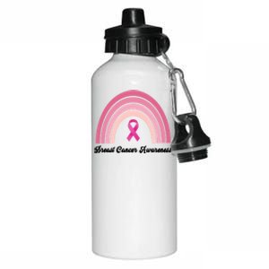 Breast Cancer Awareness Pink Rainbow Ribbon Aluminum Water Bottle