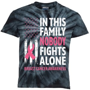 Breast Cancer Awareness Family Support Squad Breast Cancer Kids Tie-Dye T-Shirt