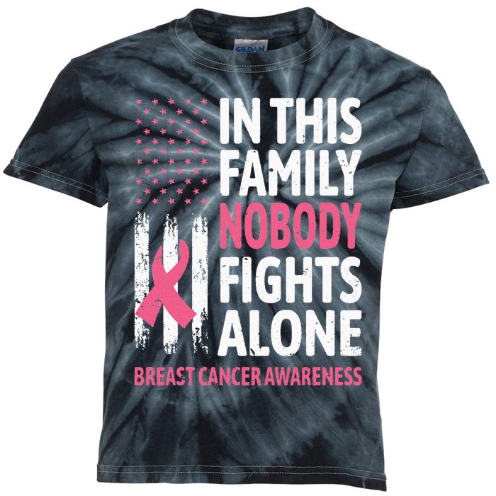 Breast Cancer Awareness Family Support Squad Breast Cancer Kids Tie-Dye T-Shirt