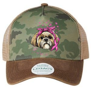 Breast Cancer Awareness Shih Tzu Dog Pink Ribbon Survivor Legacy Tie Dye Trucker Hat