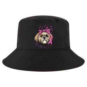 Breast Cancer Awareness Shih Tzu Dog Pink Ribbon Survivor Cool Comfort Performance Bucket Hat