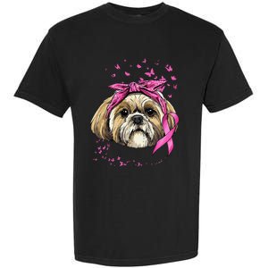 Breast Cancer Awareness Shih Tzu Dog Pink Ribbon Survivor Garment-Dyed Heavyweight T-Shirt