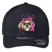 Breast Cancer Awareness Shih Tzu Dog Pink Ribbon Survivor Flexfit Unipanel Trucker Cap