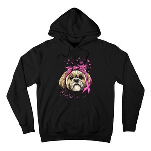 Breast Cancer Awareness Shih Tzu Dog Pink Ribbon Survivor Hoodie