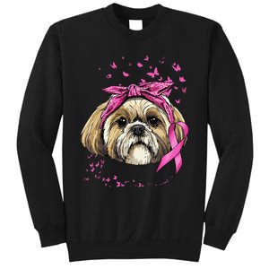 Breast Cancer Awareness Shih Tzu Dog Pink Ribbon Survivor Sweatshirt