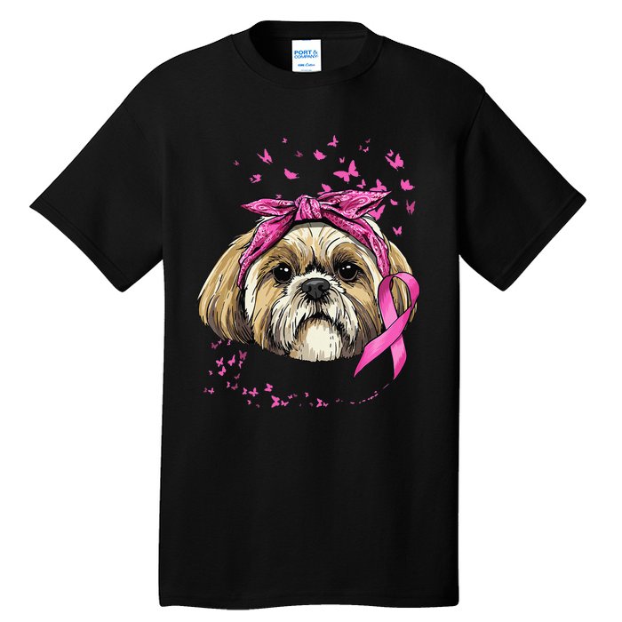 Breast Cancer Awareness Shih Tzu Dog Pink Ribbon Survivor Tall T-Shirt