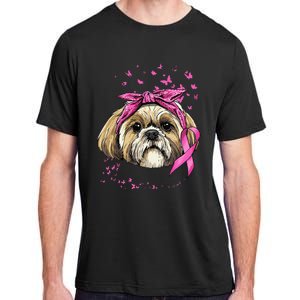 Breast Cancer Awareness Shih Tzu Dog Pink Ribbon Survivor Adult ChromaSoft Performance T-Shirt