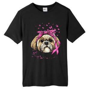 Breast Cancer Awareness Shih Tzu Dog Pink Ribbon Survivor Tall Fusion ChromaSoft Performance T-Shirt