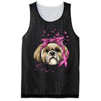 Breast Cancer Awareness Shih Tzu Dog Pink Ribbon Survivor Mesh Reversible Basketball Jersey Tank