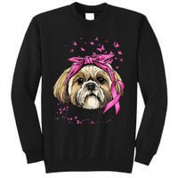 Breast Cancer Awareness Shih Tzu Dog Pink Ribbon Survivor Tall Sweatshirt