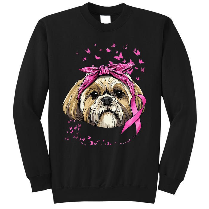 Breast Cancer Awareness Shih Tzu Dog Pink Ribbon Survivor Tall Sweatshirt