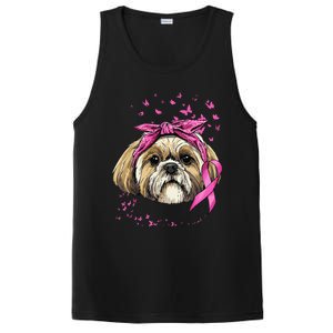 Breast Cancer Awareness Shih Tzu Dog Pink Ribbon Survivor PosiCharge Competitor Tank