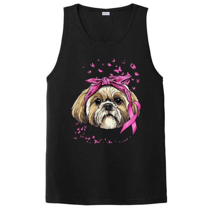 Breast Cancer Awareness Shih Tzu Dog Pink Ribbon Survivor PosiCharge Competitor Tank