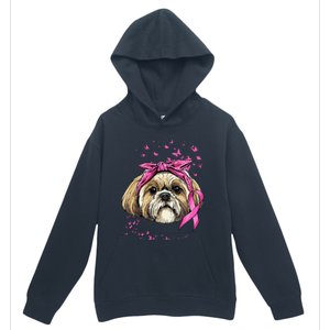 Breast Cancer Awareness Shih Tzu Dog Pink Ribbon Survivor Urban Pullover Hoodie