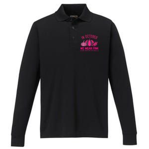 breast cancer awareness in october we wear pink Performance Long Sleeve Polo