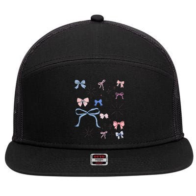 Bow Coquette Aesthetic Trendy Pin.K Bow 7 Panel Mesh Trucker Snapback Hat