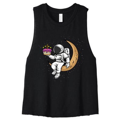 Birthday cake Astronauts in space - Astronaut has Birthday Women's Racerback Cropped Tank