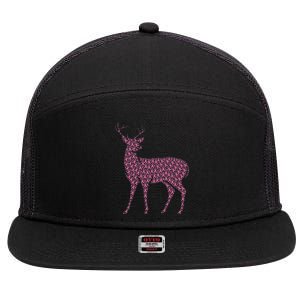 Breast Cancer Awareness Pink Ribbon Survivor Deer 7 Panel Mesh Trucker Snapback Hat