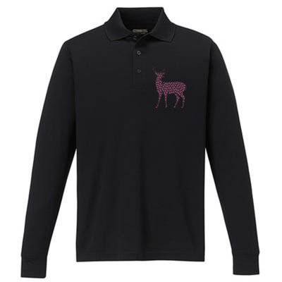 Breast Cancer Awareness Pink Ribbon Survivor Deer Performance Long Sleeve Polo