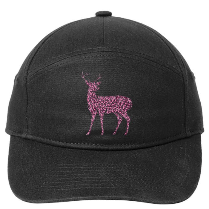 Breast Cancer Awareness Pink Ribbon Survivor Deer 7-Panel Snapback Hat