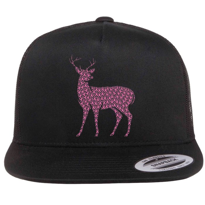 Breast Cancer Awareness Pink Ribbon Survivor Deer Flat Bill Trucker Hat