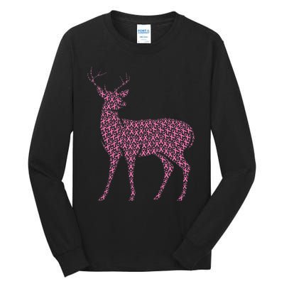 Breast Cancer Awareness Pink Ribbon Survivor Deer Tall Long Sleeve T-Shirt