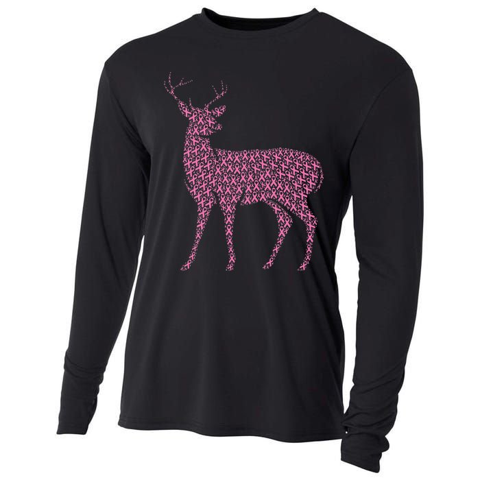 Breast Cancer Awareness Pink Ribbon Survivor Deer Cooling Performance Long Sleeve Crew