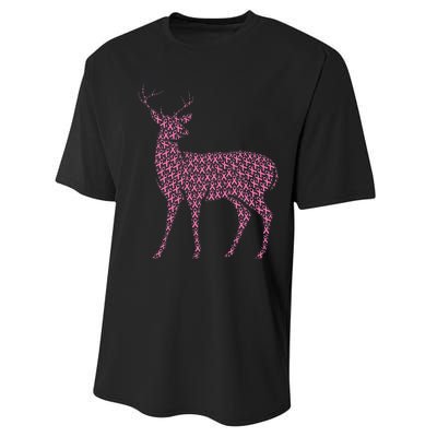 Breast Cancer Awareness Pink Ribbon Survivor Deer Performance Sprint T-Shirt