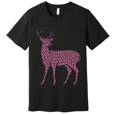 Breast Cancer Awareness Pink Ribbon Survivor Deer Premium T-Shirt