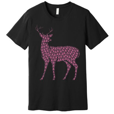 Breast Cancer Awareness Pink Ribbon Survivor Deer Premium T-Shirt