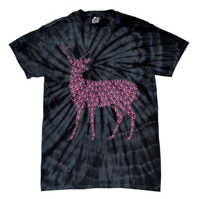 Breast Cancer Awareness Pink Ribbon Survivor Deer Tie-Dye T-Shirt