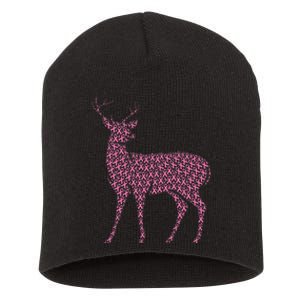 Breast Cancer Awareness Pink Ribbon Survivor Deer Short Acrylic Beanie