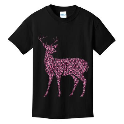 Breast Cancer Awareness Pink Ribbon Survivor Deer Kids T-Shirt