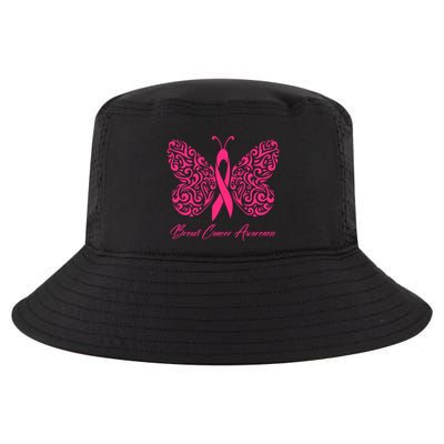 Breast Cancer Awareness Pink Butterfly Ribbon Cool Comfort Performance Bucket Hat