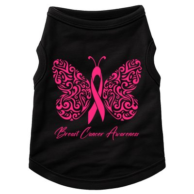 Breast Cancer Awareness Pink Butterfly Ribbon Doggie Tank