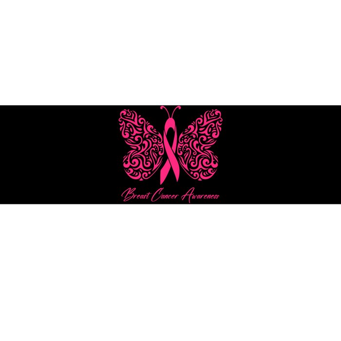 Breast Cancer Awareness Pink Butterfly Ribbon Bumper Sticker