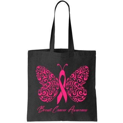 Breast Cancer Awareness Pink Butterfly Ribbon Bag