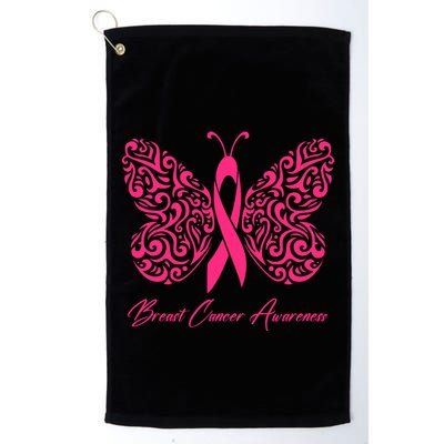 Breast Cancer Awareness Pink Butterfly Ribbon Golf Towel