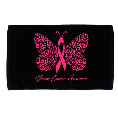 Breast Cancer Awareness Pink Butterfly Ribbon Microfiber Hand Towel