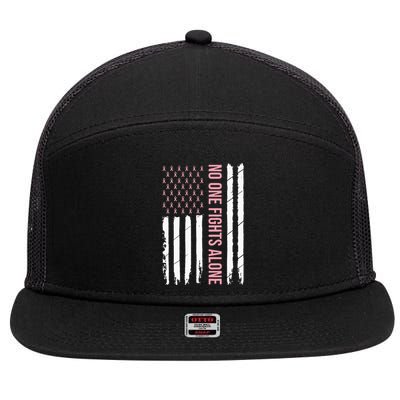 Breast Cancer Awareness Pink Ribbon USA American Flag 7 Panel Mesh Trucker Snapback Hat