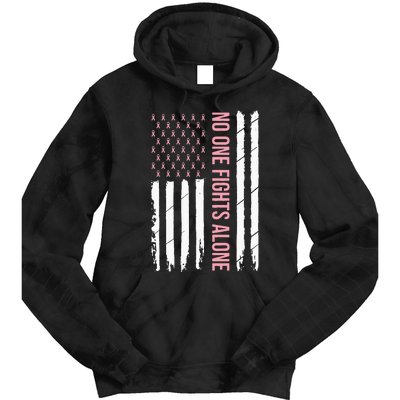 Breast Cancer Awareness Pink Ribbon USA American Flag Tie Dye Hoodie