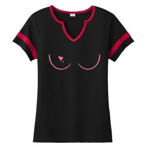 Breast Cancer Awareness Breast Heart Ladies Halftime Notch Neck Tee