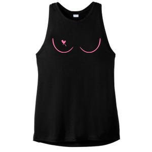 Breast Cancer Awareness Breast Heart Ladies PosiCharge Tri-Blend Wicking Tank