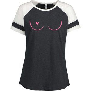 Breast Cancer Awareness Breast Heart Enza Ladies Jersey Colorblock Tee